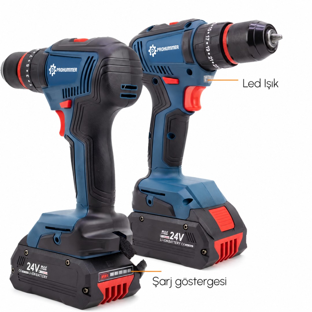 Prohummer PH344 Akülü Vidalama 24V 3Ah Kömürsüz Motor 10mm ozellikleri