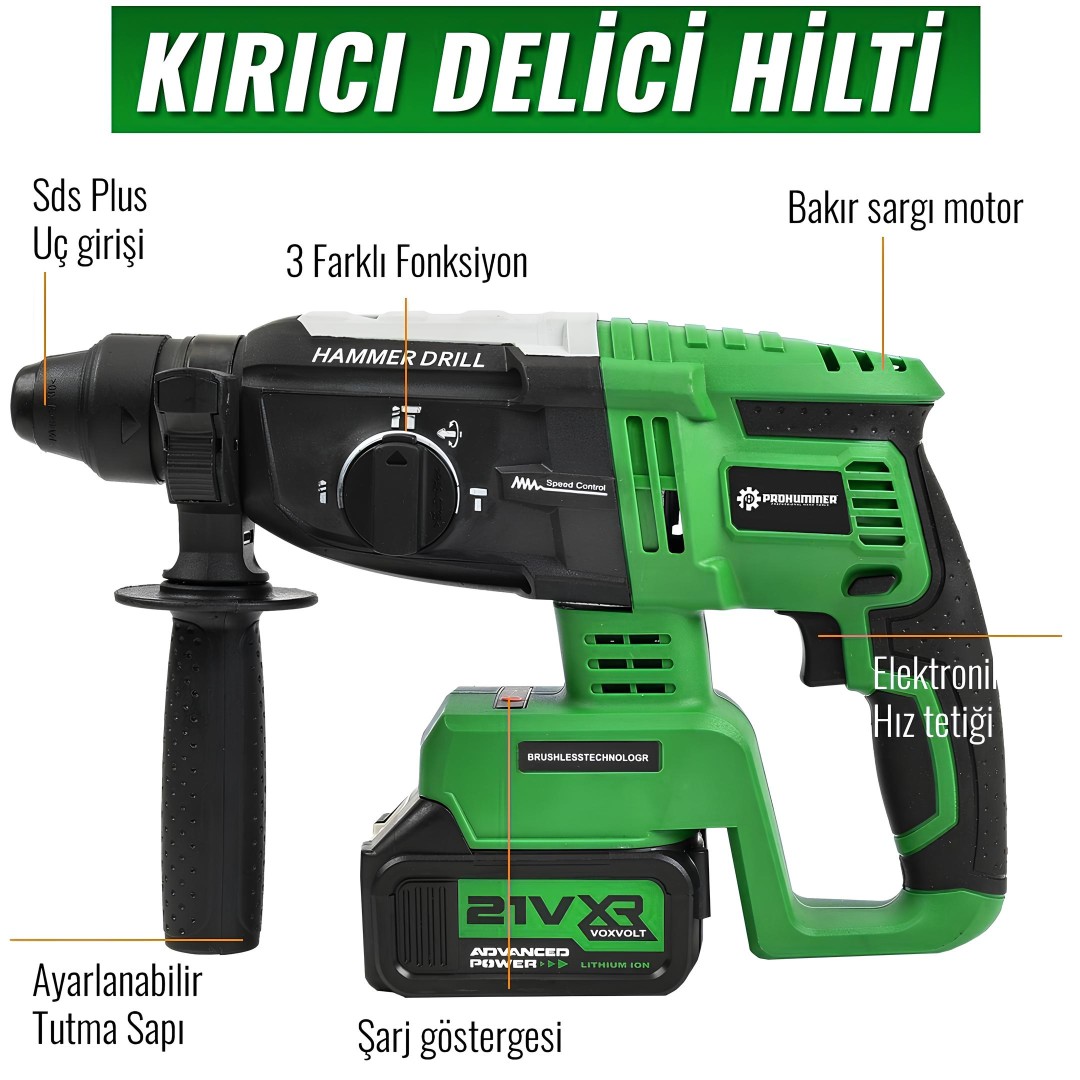 Prohummer Ph348 Akulu Super 6li Set 21volt Kirici
