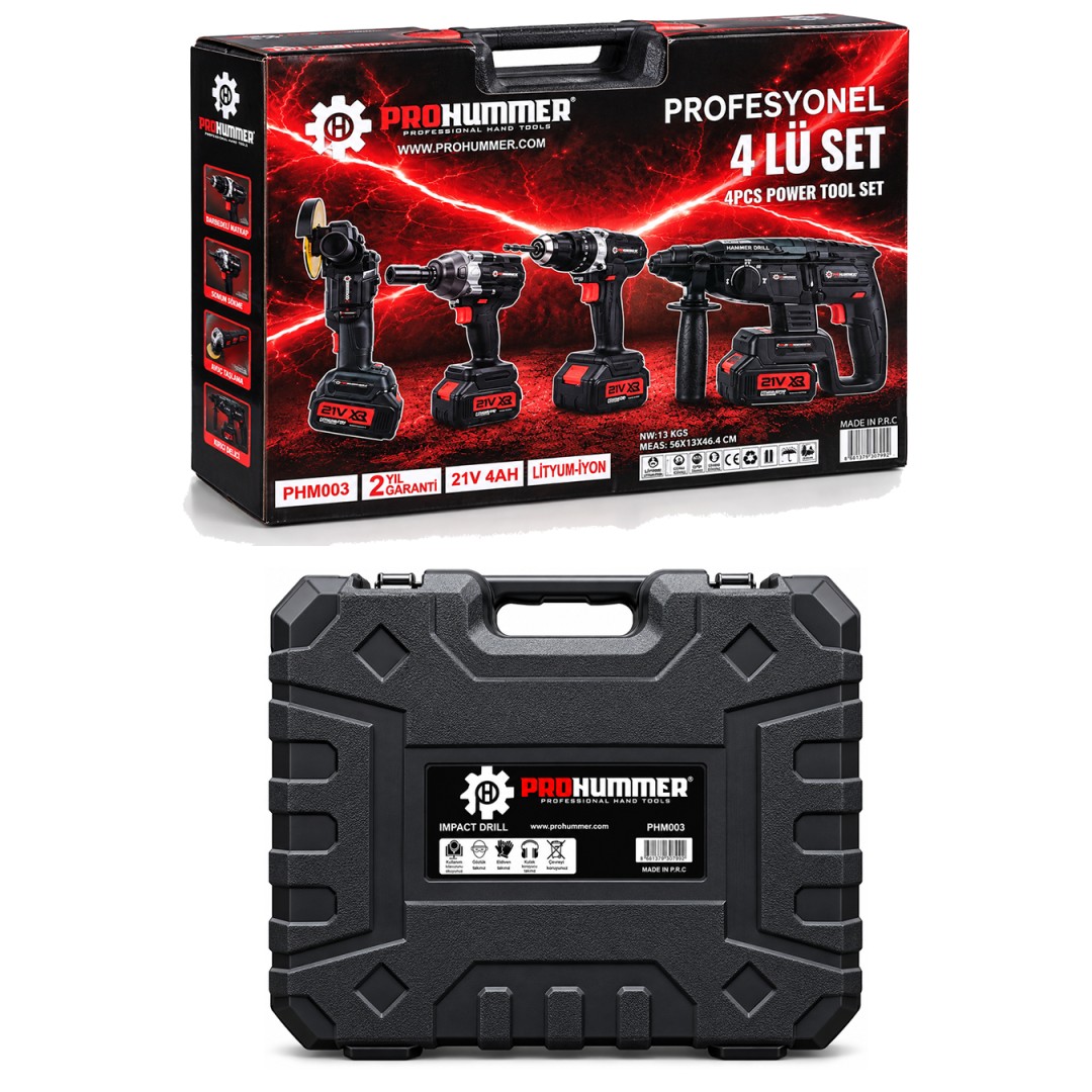 Prohummer Phm003 Profesyonel Akulu 4lu Vidalama Seti 21v 4ah Kutu