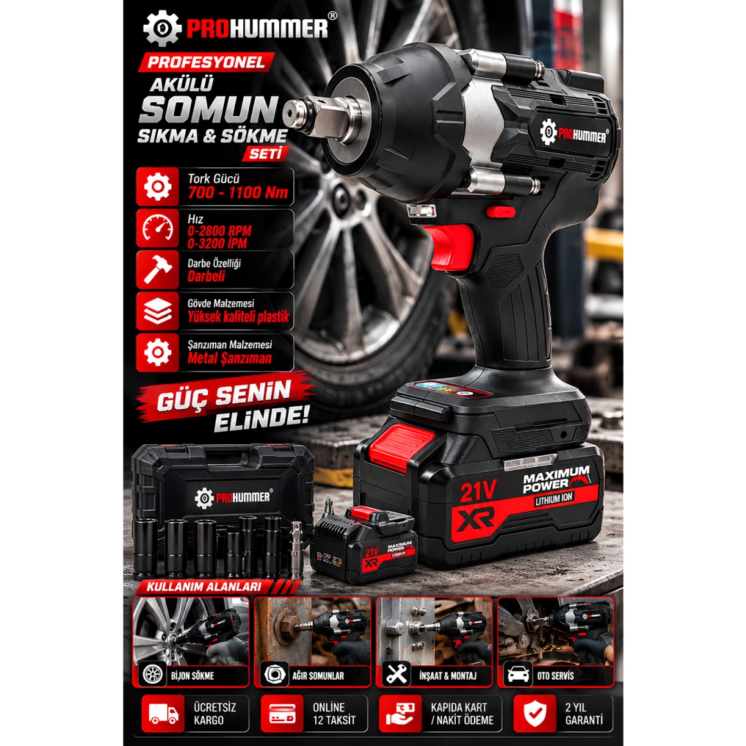 Prohummer Phm003 Profesyonel Akulu 4lu Vidalama Seti 21v 4ah Somun Sokme