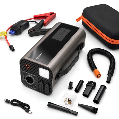 Prohummer PHM014 Jump Starter - Çok Fonksiyonlu 10 u 1 Arada Süpürgeli Kompresörlü Akü Takviye Cihazı 12000mAh - Powerbank