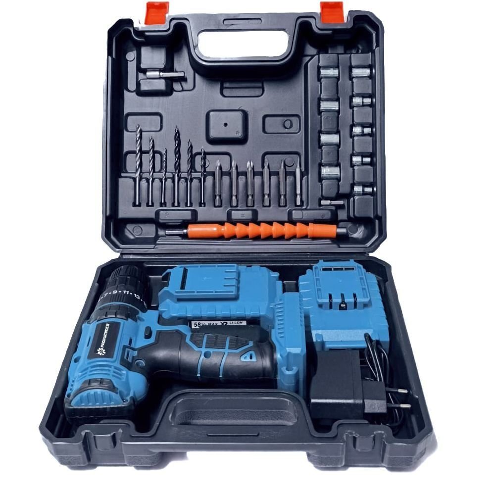 Prohummer PHSM189 Ultra Akülü 58vf Darbeli Vidalama Matkap Seti (Mavi) çantası