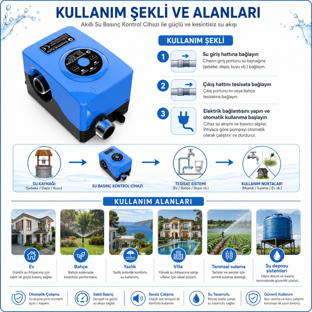 Sincontrol SN-15YCQWB-15M 15 Metre Yeni Nesil Su Pompası Hidromatlı Basınç Pompası model ve fiyatları