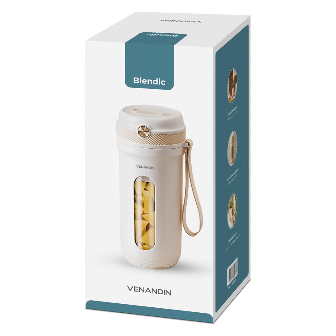 Venandin BLBDC-001 Taşınabilir Şarjlı Blender – USB Şarjlı, Kablosuz Smoothie Blender 350ml kutusu