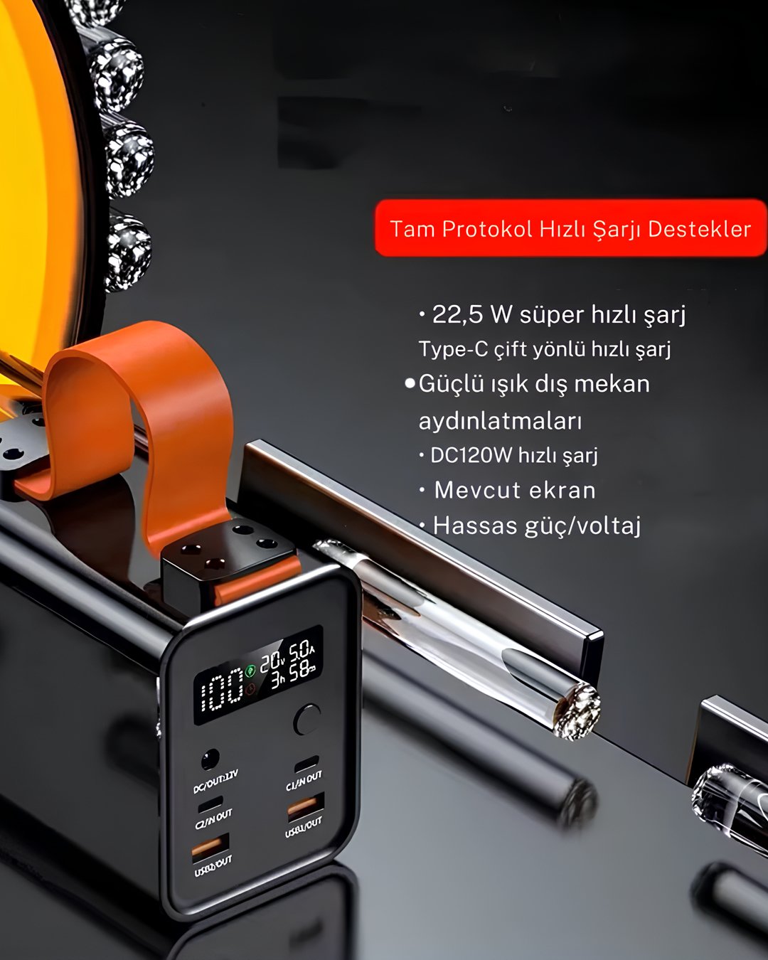 Venandin Opulix PWB60B1 60.000 mAh 120W PD Hızlı Şarj Powerbank – Entegre Kablolu, LED Göstergeli, Çoklu Cihaz Desteği teknik  özellikler