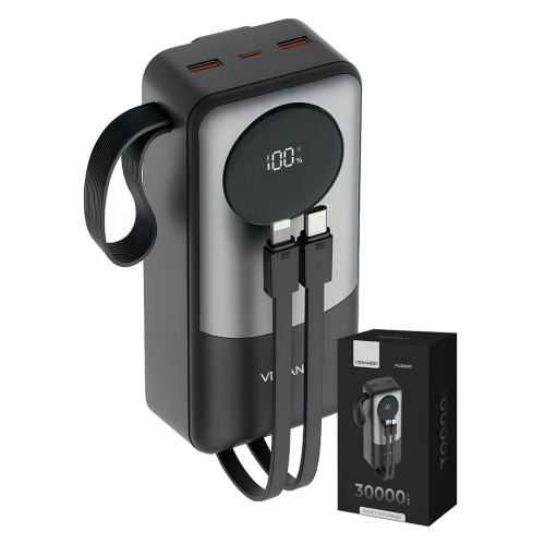 Venandin PWB30A1 30.000 Mah LED Göstergeli 22.5W Hızlı Kendinden Kablolu Powerbank
