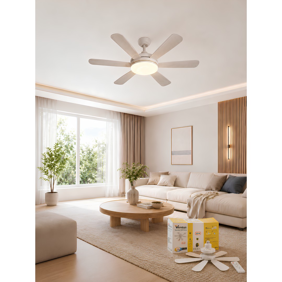 Ventus Vt Tv30w Sessiz Calisma 6 Kanatli Isikli Uzaktan Kumandali 30w Led 3 Renk Isik Dimmerli Zamanlayicili Tavan Tipi Vantilator Model Fiyatlar