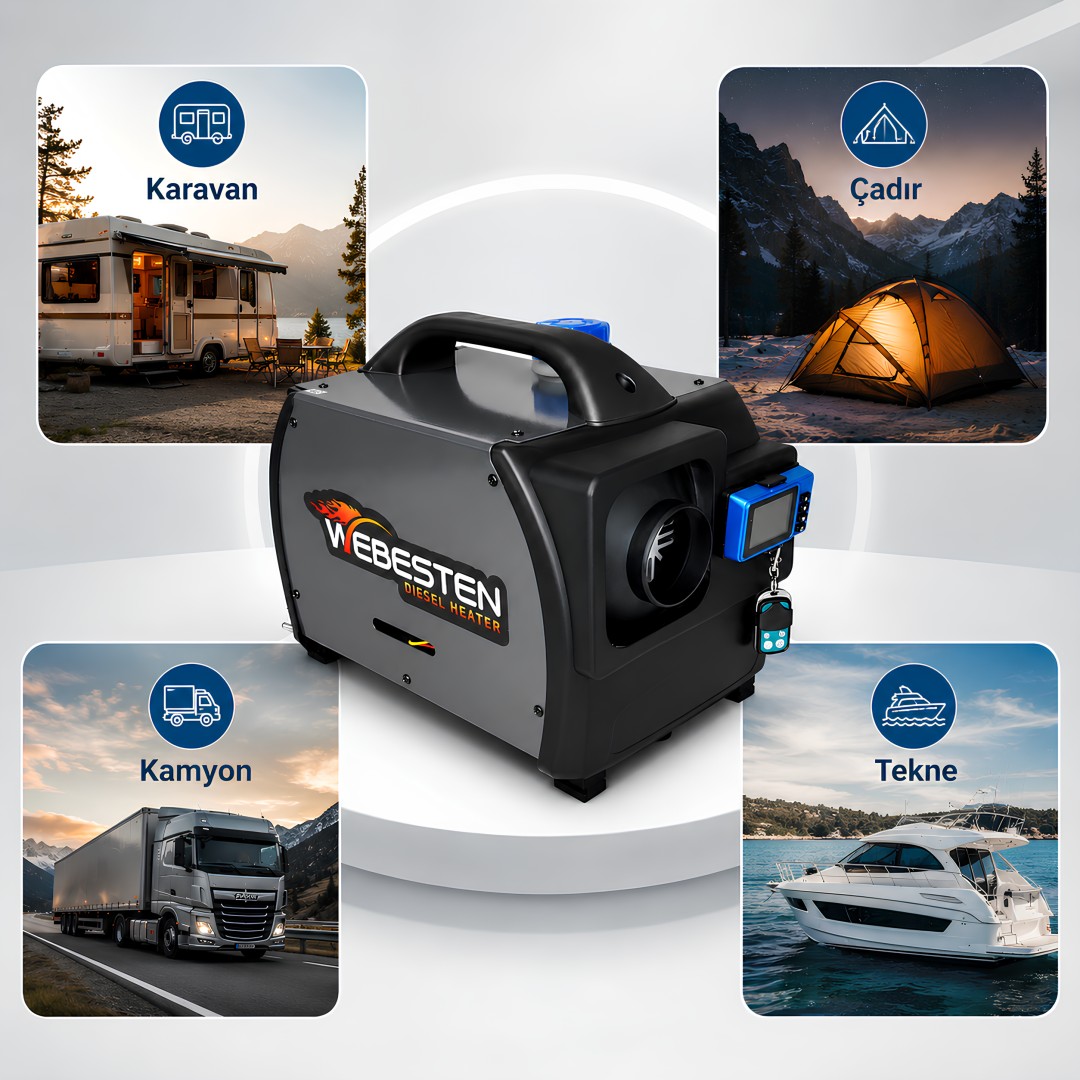 WEBESTEN Çanta Tipi Dizel Isıtıcı 12V 24V 220V Bluetoothlu kullanım alanları 