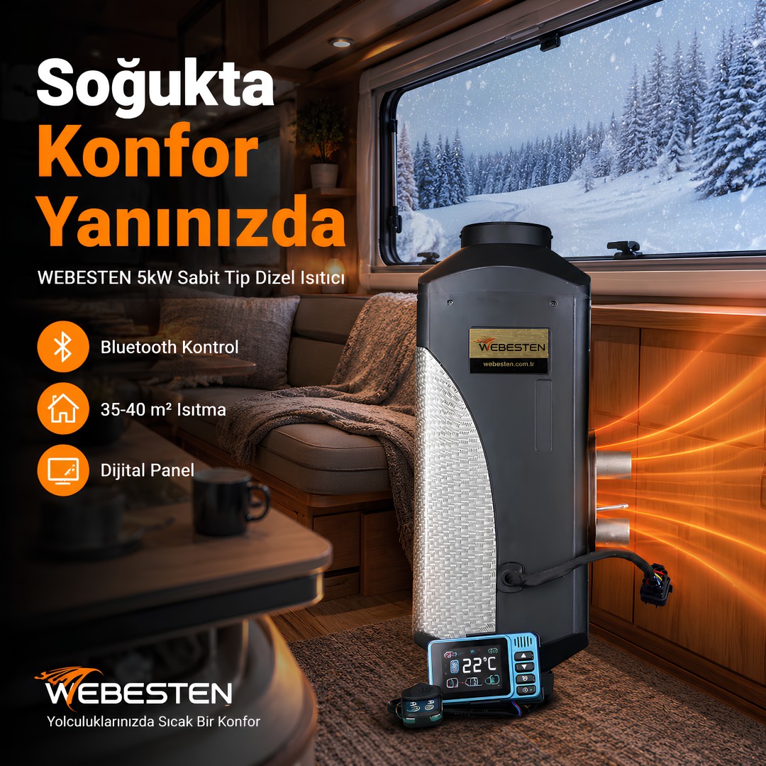 WEBESTEN WBS-NF-01 5kW Sabit Tip Dizel Isıtıcı 12V 24V Bluetoothlu teknik özellikleri
