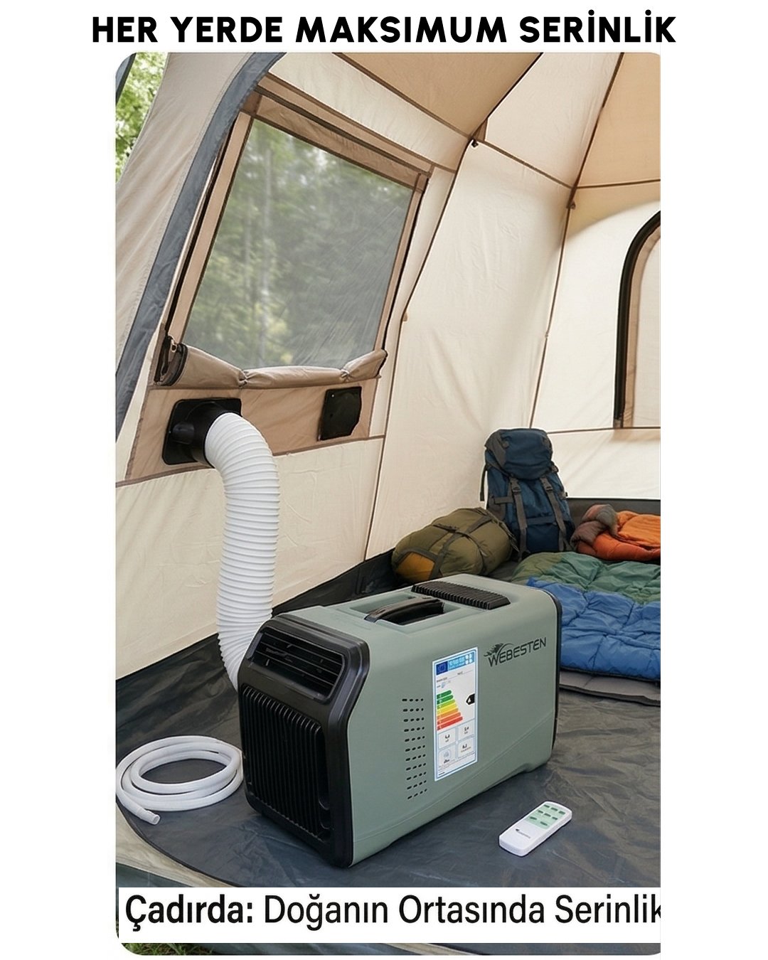 WEBESTEN YA01 Portatif Klima - Taşınabilir Klima 1500W / 5100 BTU çadırda kullanım